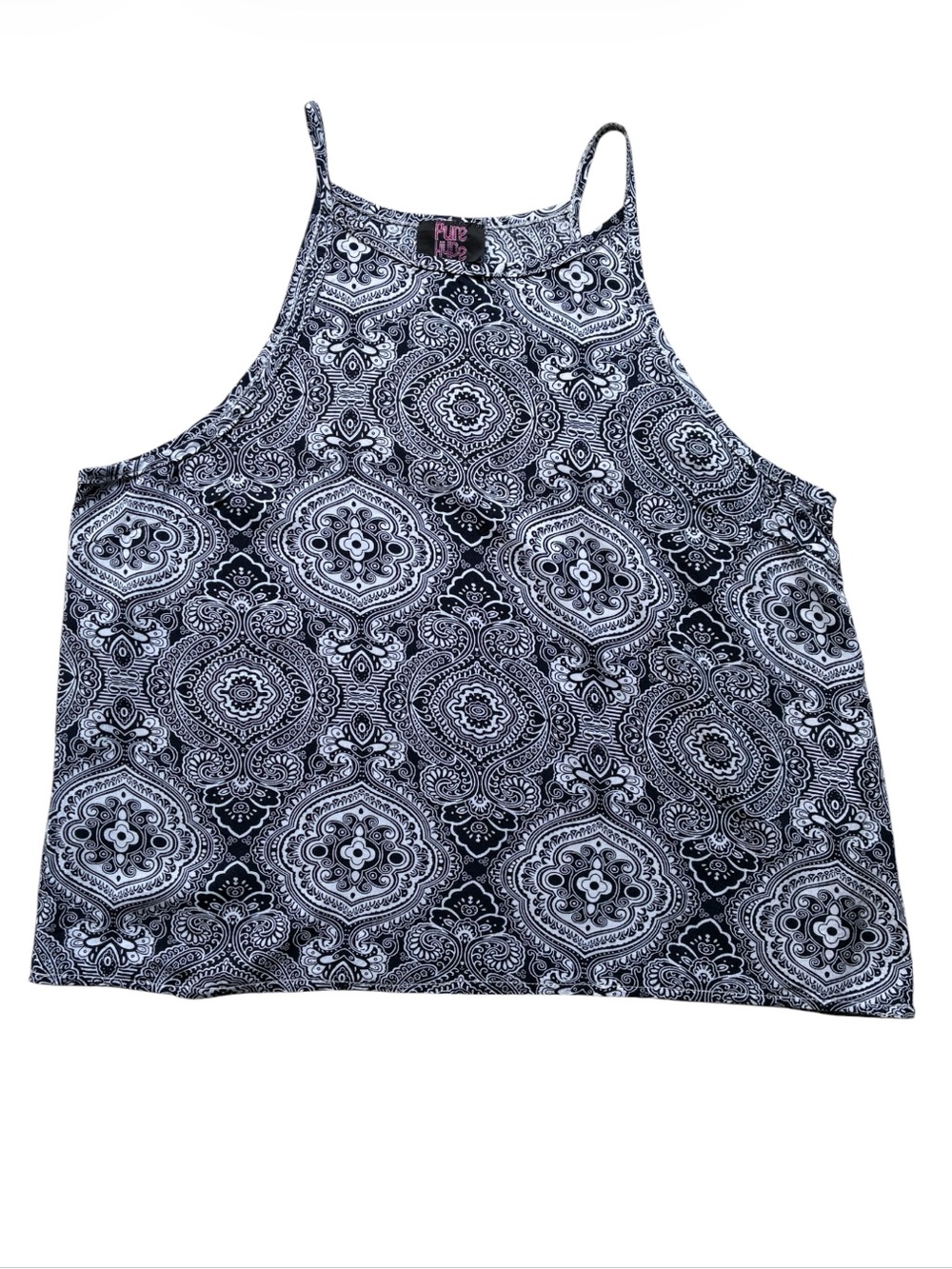 Pure Hype Navy Bandana Halter Festival Boho Tank Top Size Large